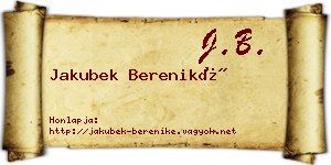 Jakubek Bereniké névjegykártya